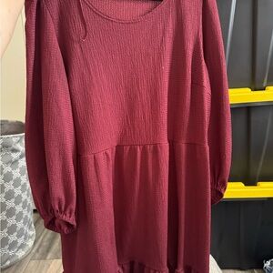 Burgundy Long Sleeve Dress